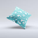 Blue and White Cartoon Sea Creatures ink-Fuzed Decorative Throw Pillow