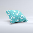 Blue and White Cartoon Sea Creatures ink-Fuzed Decorative Throw Pillow