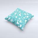 Blue and White Cartoon Sea Creatures ink-Fuzed Decorative Throw Pillow