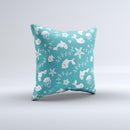 Blue and White Cartoon Sea Creatures ink-Fuzed Decorative Throw Pillow