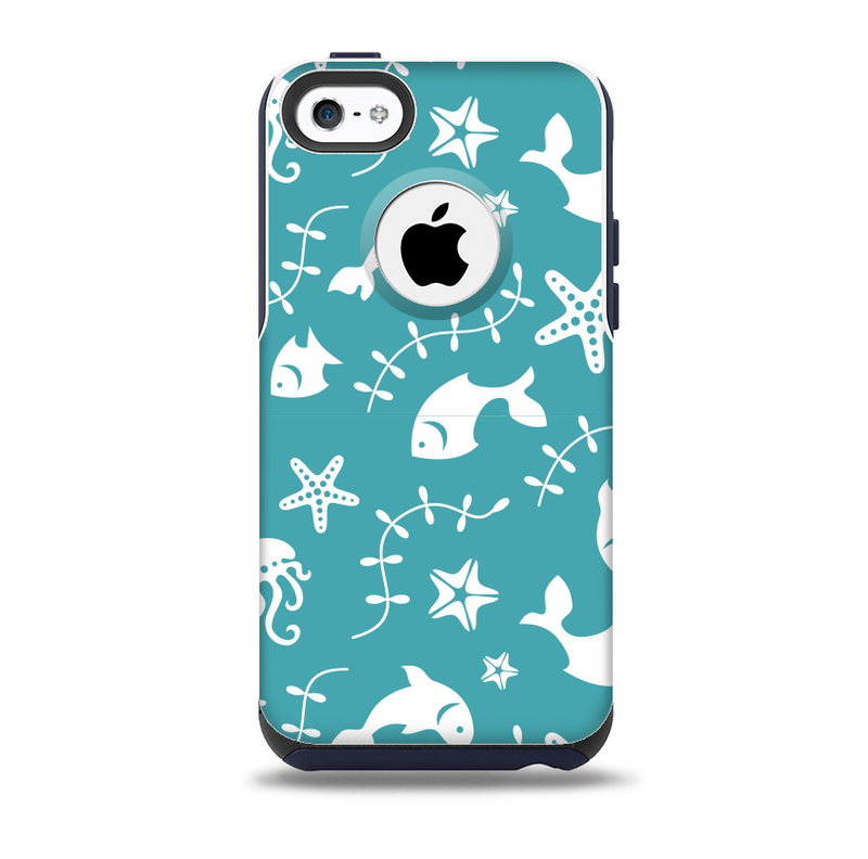 Blue and White Cartoon Sea Creatures Skin for the iPhone 5c OtterBox Commuter Case