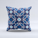 Blue and White Mosaic Mirrored Pattern ink-Fuzed Decorative Throw Pillow