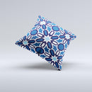 Blue and White Mosaic Mirrored Pattern ink-Fuzed Decorative Throw Pillow