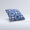 Blue and White Mosaic Mirrored Pattern ink-Fuzed Decorative Throw Pillow
