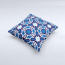Blue and White Mosaic Mirrored Pattern ink-Fuzed Decorative Throw Pillow