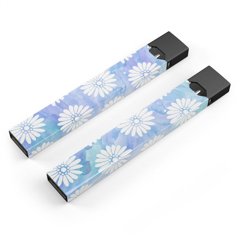 Blue and White Watercolor Flower Print Pattern - Premium Decal Protective Skin-Wrap Sticker compatible with the Juul Labs vaping device