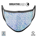 Blue and White Watercolor Leaves Pattern - Made in USA Mouth Cover Unisex Anti-Dust Cotton Blend Reusable & Washable Face Mask with Adjustable Sizing for Adult or Child
