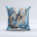 Blue and Yellow Vivid Fumes Ink-Fuzed Decorative Throw Pillow