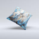 Blue and Yellow Vivid Fumes Ink-Fuzed Decorative Throw Pillow
