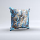 Blue and Yellow Vivid Fumes Ink-Fuzed Decorative Throw Pillow