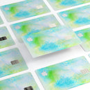 Blue to Green 4221 Absorbed Watercolor Texture - Premium Protective Decal Skin-Kit for the Apple Credit Card