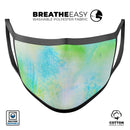 Blue to Green 4221 Absorbed Watercolor Texture - Made in USA Mouth Cover Unisex Anti-Dust Cotton Blend Reusable & Washable Face Mask with Adjustable Sizing for Adult or Child