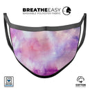 Blue to Purps Absorbed Watercolor Texture - Made in USA Mouth Cover Unisex Anti-Dust Cotton Blend Reusable & Washable Face Mask with Adjustable Sizing for Adult or Child