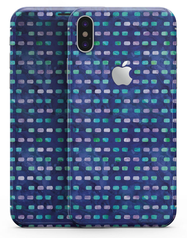 Blue with Purple and Aqua Strokes Pattern - iPhone X Skin-Kit