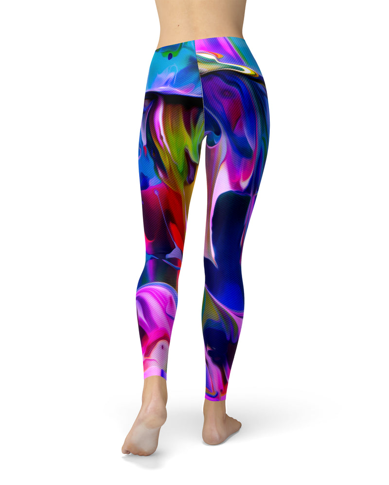 Blurred Abstract Flow V39 - All Over Print Womens Leggings / Yoga or Workout Pants