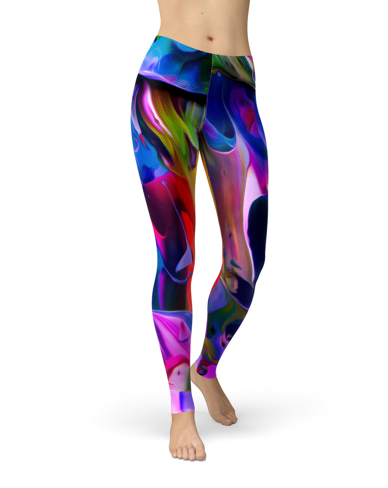 Blurred Abstract Flow V39 - All Over Print Womens Leggings / Yoga or Workout Pants