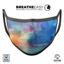 Blushed Blue 42 Absorbed Watercolor Texture - Made in USA Mouth Cover Unisex Anti-Dust Cotton Blend Reusable & Washable Face Mask with Adjustable Sizing for Adult or Child