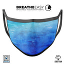 Blushed Blue 44 Absorbed Watercolor Texture - Made in USA Mouth Cover Unisex Anti-Dust Cotton Blend Reusable & Washable Face Mask with Adjustable Sizing for Adult or Child