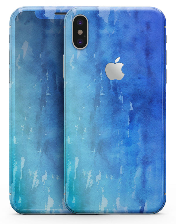 Blushed Blue 44 Absorbed Watercolor Texture - iPhone X Skin-Kit
