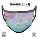 Blushed Blue to MInt 42 Absorbed Watercolor Texture - Made in USA Mouth Cover Unisex Anti-Dust Cotton Blend Reusable & Washable Face Mask with Adjustable Sizing for Adult or Child