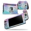 Blushed Blue to MInt 42 Absorbed Watercolor Texture - Vinyl Skin Wrap for Nintendo Switch 2, OLED, Lite, Pro Controller, Wii & Classic Handhelds