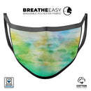 Blushed Green 32 Absorbed Watercolor Texture - Made in USA Mouth Cover Unisex Anti-Dust Cotton Blend Reusable & Washable Face Mask with Adjustable Sizing for Adult or Child