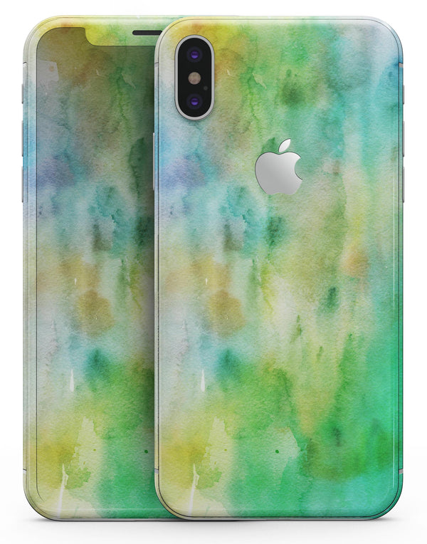 Blushed Green 32 Absorbed Watercolor Texture - iPhone X Skin-Kit