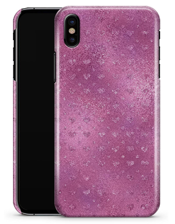 Blushed Pink with Mini Glitter Hearts - iPhone X Clipit Case