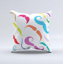 Bold Colorful Mustache Pattern ink-Fuzed Decorative Throw Pillow