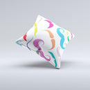 Bold Colorful Mustache Pattern ink-Fuzed Decorative Throw Pillow