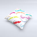 Bold Colorful Mustache Pattern ink-Fuzed Decorative Throw Pillow