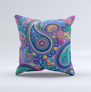 Bold Colorful Paisley Pattern ink-Fuzed Decorative Throw Pillow