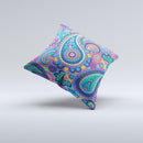 Bold Colorful Paisley Pattern ink-Fuzed Decorative Throw Pillow