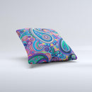 Bold Colorful Paisley Pattern ink-Fuzed Decorative Throw Pillow