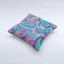 Bold Colorful Paisley Pattern ink-Fuzed Decorative Throw Pillow