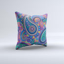 Bold Colorful Paisley Pattern ink-Fuzed Decorative Throw Pillow