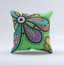 Bold Paisley Flower ink-Fuzed Decorative Throw Pillow