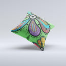 Bold Paisley Flower ink-Fuzed Decorative Throw Pillow
