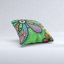 Bold Paisley Flower ink-Fuzed Decorative Throw Pillow
