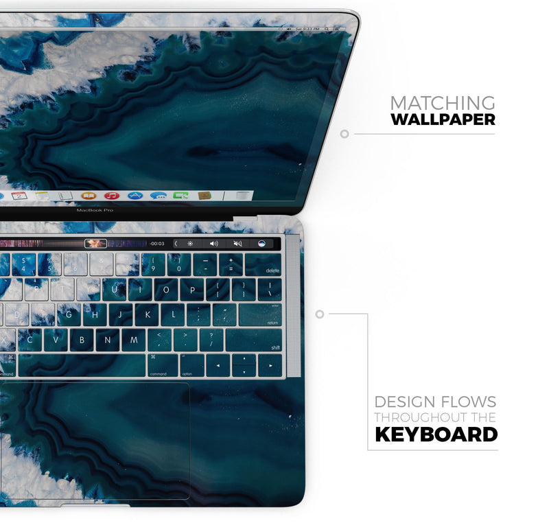 Bright Blue Agate Slice - Skin Decal Wrap Kit Compatible with the Apple MacBook Pro, Pro with Touch Bar or Air (11", 12", 13", 15" & 16" - All Versions Available)