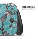 Bright Blue Accented Flower Illustration // Skin Decal Wrap Kit for Nintendo Switch Console & Dock, Joy-Cons, Pro Controller, Lite, 3DS XL, 2DS XL, DSi, or Wii - Vinyl Skin Wrap for Nintendo Switch 2, OLED, Lite, Pro Controller, Wii & Classic Handhelds