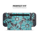 Bright Blue Accented Flower Illustration // Skin Decal Wrap Kit for Nintendo Switch Console & Dock, Joy-Cons, Pro Controller, Lite, 3DS XL, 2DS XL, DSi, or Wii - Vinyl Skin Wrap for Nintendo Switch 2, OLED, Lite, Pro Controller, Wii & Classic Handhelds