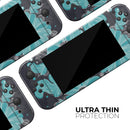 Bright Blue Accented Flower Illustration // Skin Decal Wrap Kit for Nintendo Switch Console & Dock, Joy-Cons, Pro Controller, Lite, 3DS XL, 2DS XL, DSi, or Wii - Vinyl Skin Wrap for Nintendo Switch 2, OLED, Lite, Pro Controller, Wii & Classic Handhelds