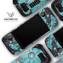 Bright Blue Accented Flower Illustration // Full Body Skin Decal Wrap Kit for the Steam Deck handheld gaming computer