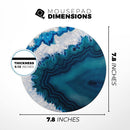 Bright Blue Agate Slice// WaterProof Rubber Foam Backed Anti-Slip Mouse Pad for Home Work Office or Gaming Computer Desk