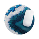 Bright Blue Agate Slice// WaterProof Rubber Foam Backed Anti-Slip Mouse Pad for Home Work Office or Gaming Computer Desk
