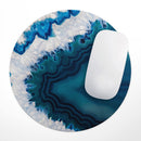 Bright Blue Agate Slice// WaterProof Rubber Foam Backed Anti-Slip Mouse Pad for Home Work Office or Gaming Computer Desk