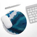Bright Blue Agate Slice// WaterProof Rubber Foam Backed Anti-Slip Mouse Pad for Home Work Office or Gaming Computer Desk