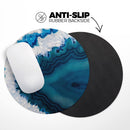 Bright Blue Agate Slice// WaterProof Rubber Foam Backed Anti-Slip Mouse Pad for Home Work Office or Gaming Computer Desk