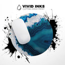 Bright Blue Agate Slice// WaterProof Rubber Foam Backed Anti-Slip Mouse Pad for Home Work Office or Gaming Computer Desk